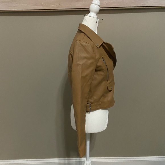 Tan leather coat - Picture 3 of 5